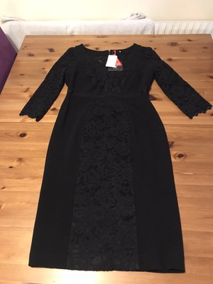 BNWT Very size 12 black pencil dress lace Sheer Panels Knee Length Zip Back