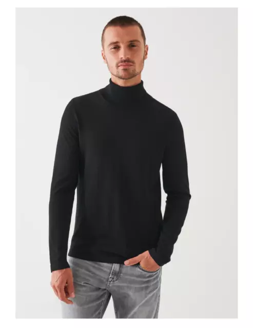 NEW PATRICK ASSARAF 100% Extrafine Merino Wool Black Turtleneck Sweater ...
