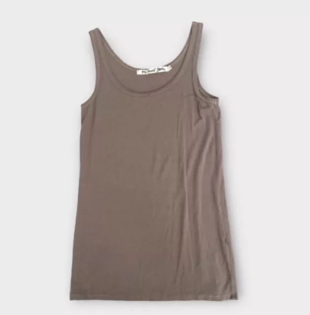 Michael Stars Women’s Tank Top One Size Scoop Neck Stretchy Taupe Brown