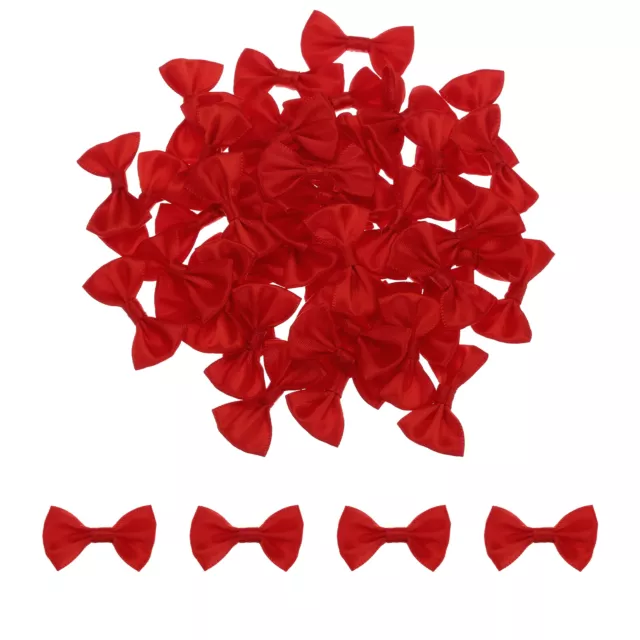 100pcs Red Bow Ties 1.5"x1" Mini Bowknot for Crafting Little Satin Bows Bulk