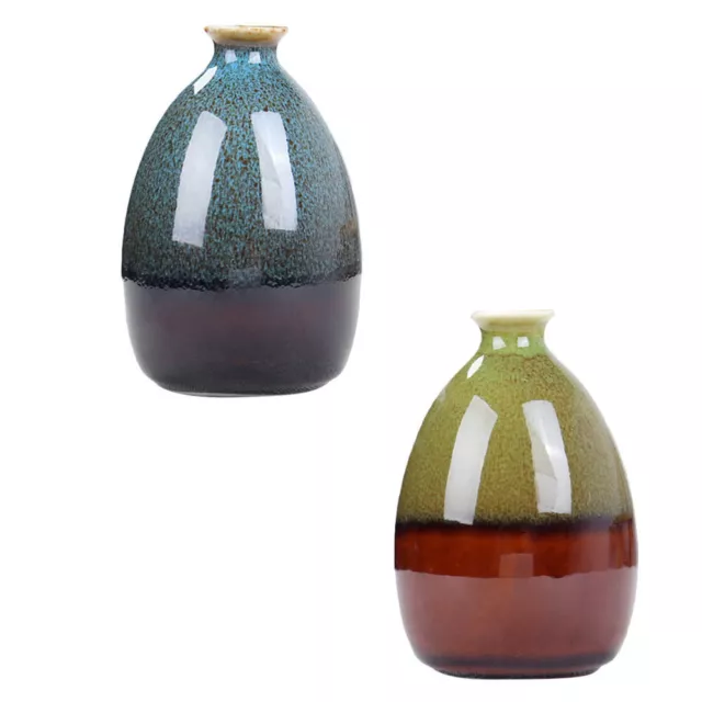 2pcs Miniature Ceramic Vases Rustic Vase Tabletop Vases Small Tiny Ceramic Vase