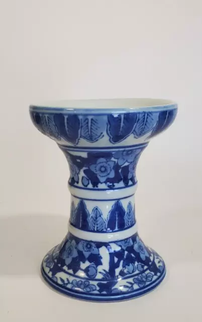 Andrea by Sadek Blue White Porcelain Single Candlestick