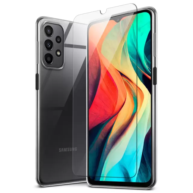 Handy Hülle für Samsung Galaxy A23 5G Silikon Case Schutz Bumper mit Panzerfolie