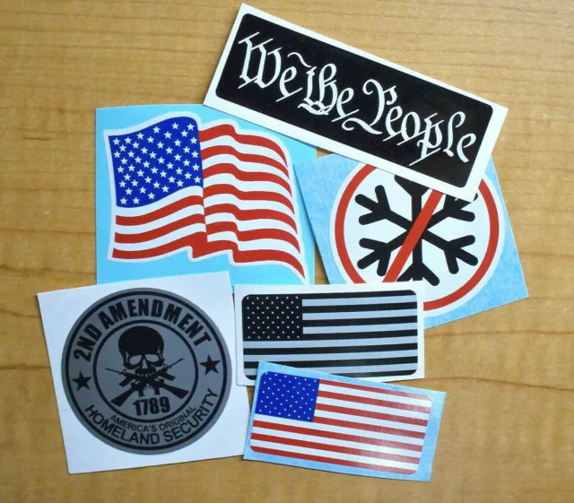 6-pk American Flag Hard Hat Stickers | Flags We People Black Ops 2nd Amendment