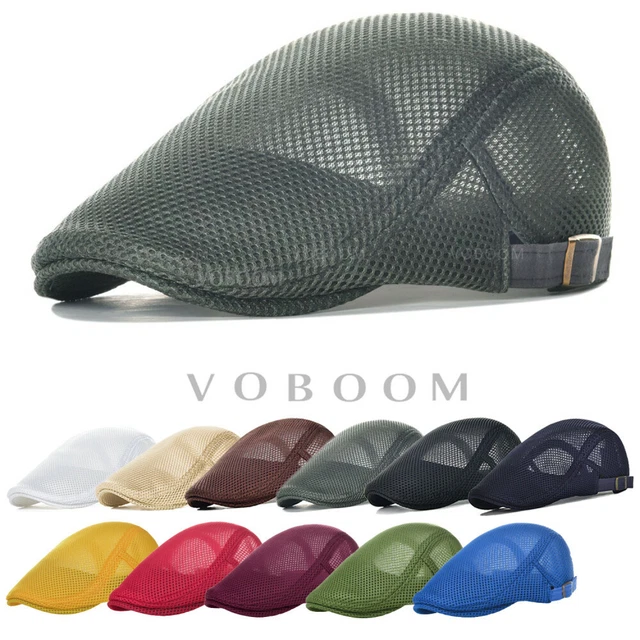 Summer Men's Breathable Mesh Ivy Cap Beret Newsboy Hat Gatsby Cap Cabbie Flatcap