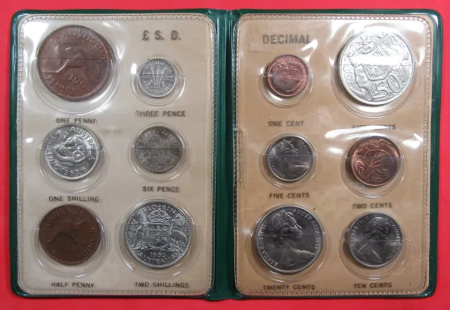 1966 Australia Changeover Souvenir Set. 12 Coin Set...Original holder!  (423020)