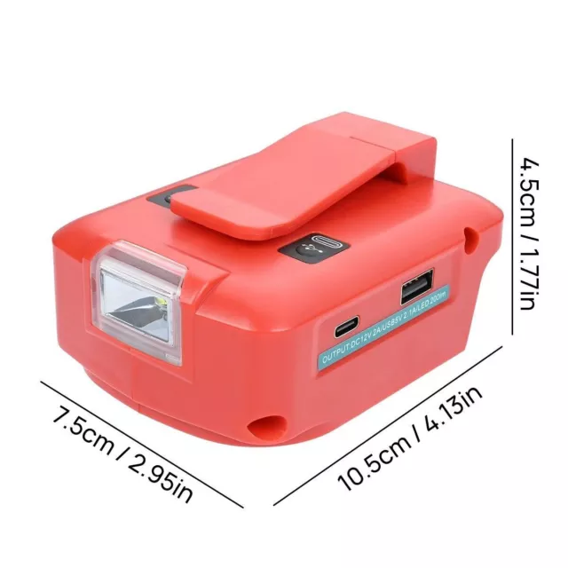 LED USB Type C Charger Battery Adapter For Milwaukee M18 18v Li-ion Converter