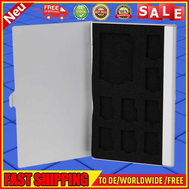 Monocapa plateada aluminio 1SD + 8TF tarjetas de memoria micro SD Fall Pin Storage Box