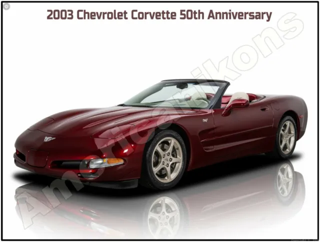 2003 Chevrolet Corvette New Metal Sign: 50th Anniversary Edition Convertible