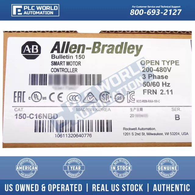 150-C16NBD Allen Bradley SMC-3 contrôleur de moteur intelligent, 16A neuf scellé 2 ans WTY 3