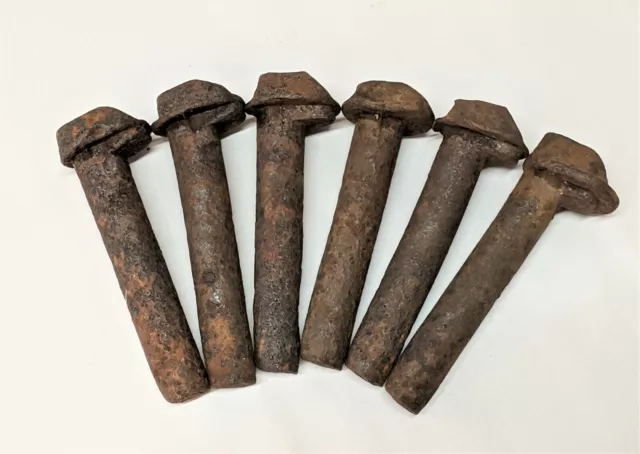 Railway dog spike railroad iron nail coat hook rusty or cleaned genuine vintage 2
