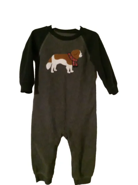 Carter's infant boys gray raglan fleece puppy dog jumpsuit coverall Size...