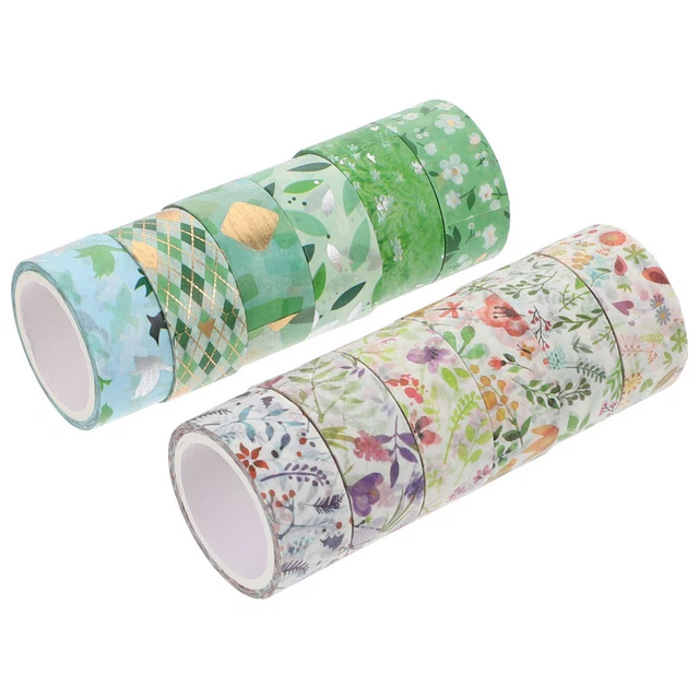 12 Pcs Une Bande De Papier collant Coloré Vert Washi Bande