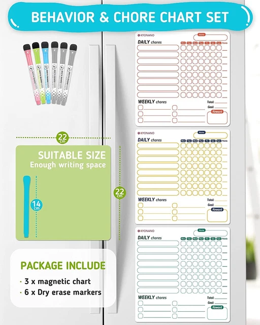 MAGNETIC CHORES CHART for Kids - Behavior Chart for Kids - Chore Chart ...