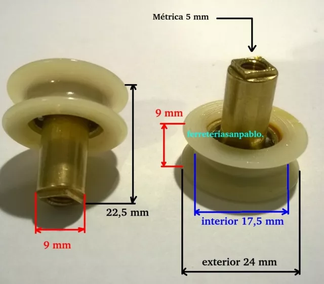 6 RUEDAS DE MAMPARA 24 mm (ruletas rodamientos o para ventanas rueda rodamiento