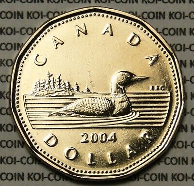 * low mintage* BU UNC Canada 2004 regular loonie $1 dollar coin