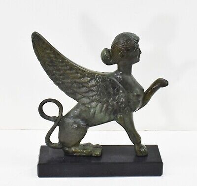 Sphinx small bronze statue sculpture - Guardian of sacred places - Ancient Greek