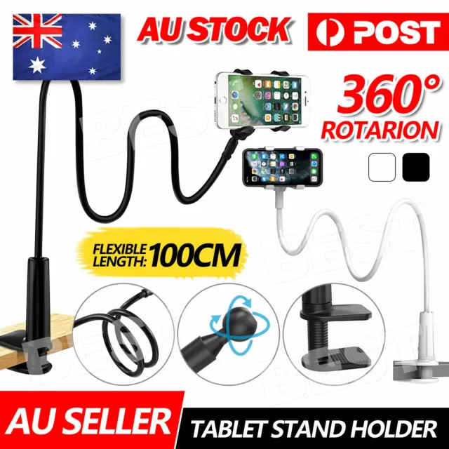 Mobile Phone Flexible 360° Clip Mount Stand Holder Bed Desktop Bracket Clamp