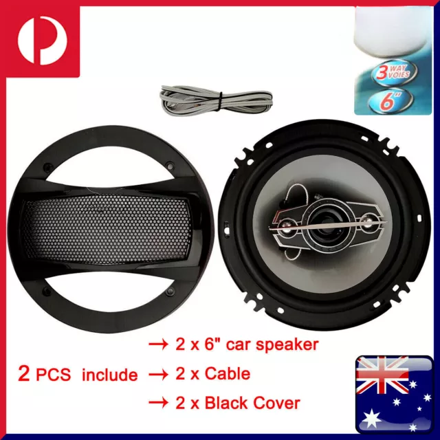 2Pcs 6" inch Car Coaxial Speaker 3 Way 400W Stereo Super Bass Music Audio Hifi