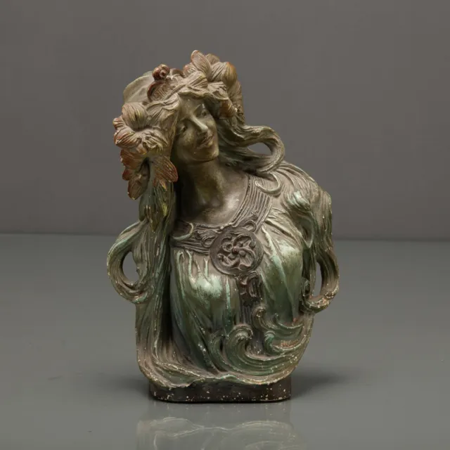Antique Art Nouveau Terracotta Sculpture Statue Woman Bust Figurine Xix