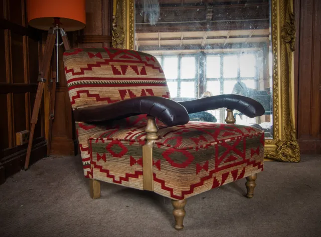 Tetrad Edward Howard & Sons Antique Style Aztec Fabric & Leather Club Armchair