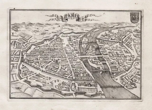Paris Plan Stadtplan gravure carte map Karte de la Feuille 1702 Kupferstich