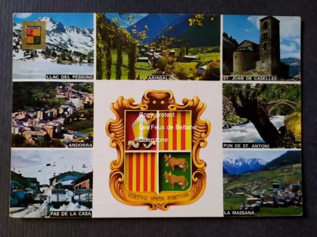 VALLS D'ANDORRA multivues blason ANDORRE carte postale postcard