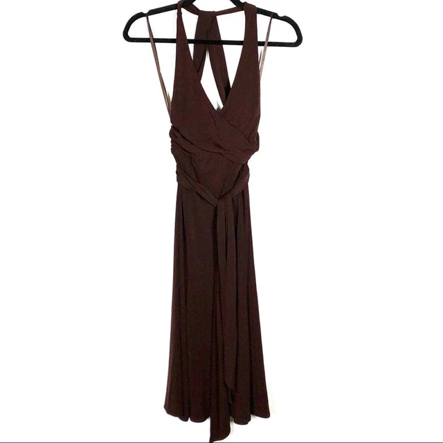BCBGMaxazria Brown maxi dress with side cut outs V neck size small S