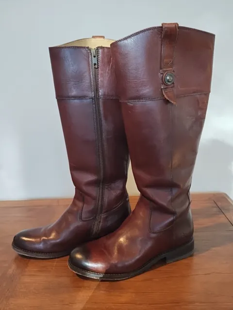 Frye Jayden Button Tall Riding Boot in Cognac Leather 9