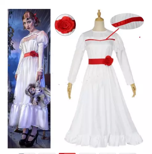 ANNABELLE The Conjuring Doll Adult Kids Costume Fancy Dress Halloween Cosplay 3