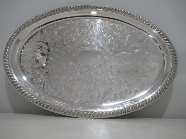 Vintage Ranleigh Silver Plated Large Oval SERVING TRAY High Tea mno