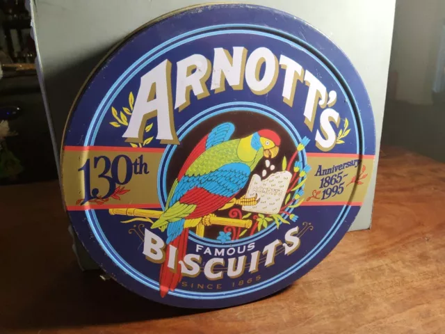 ARNOTTS AUSTRALIAN ADVERTISING 130th ANNIVERSARY BISCUIT TIN (EMPTY)