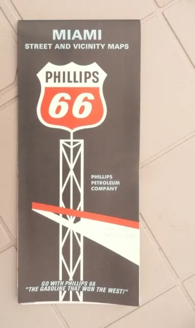 1969 Miami street  map Phillips 66  gas oil vicinity road map Florida Beach