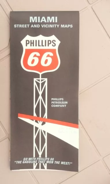 1969 Miami street  map Phillips 66  gas oil vicinity road map Florida Beach