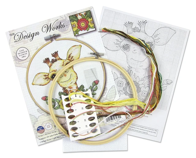Kit de punto de cruz contado Design Works 8" jirafa redonda (11 unidades) -DW7039