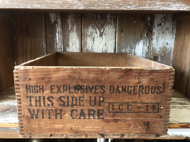 Vintage Antique Explosives Trojan Powder Co Danger Allentown￼ PA Wood Box