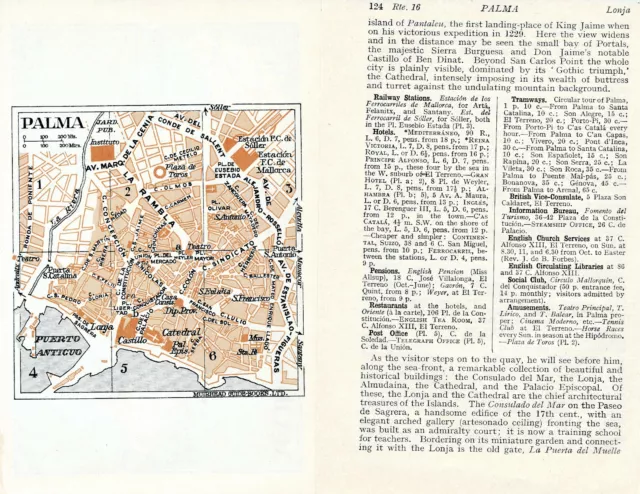 Palma Mallorca 1930 peq. mapa ciudad + carta orig + guía ingl. (18 p.) Menorca