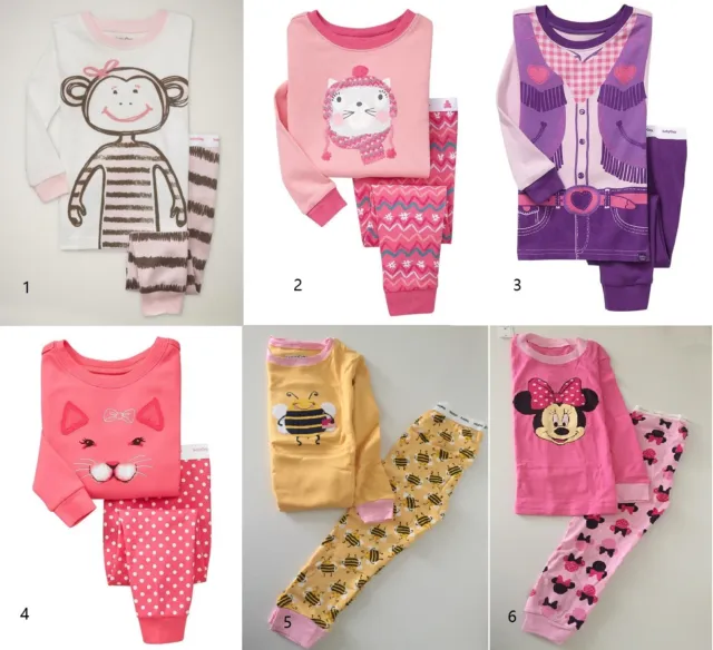 NEW Kids Toddler Girls Long Sleeve Pyjamas SET Sleepwear PJ'S size 2/3/4/5/6/7