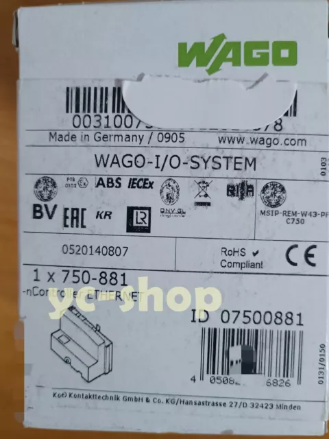 1PC WAGO 750-881 Brand new ETHERNET Controller; 3rd Generation Fast delivery