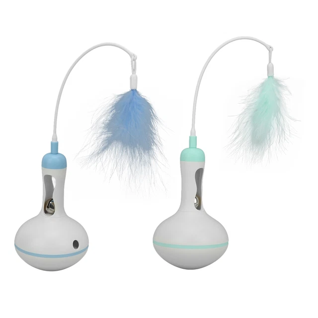 Cat Kitten Slow Feeder Leaking Food Interactive Teaser Toy With Feather