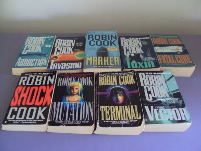 Lot of 9 Robin Cook Paperback Books Toxin Invasion Mutation Abduction Marker Etc