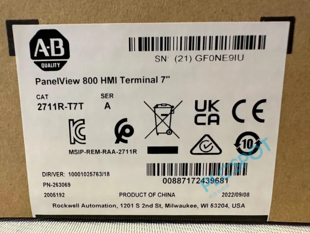 2711R-T7T 2022 SER A PANELVIEW 800 7-INCH HMI TERMINAL Factory Sealed 2711RT7T