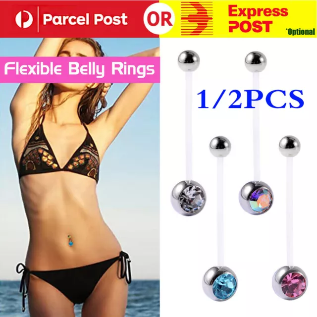 Flexible Belly Rings Pregnancy Navel Button Barbells Bar Body Piercing Jewellery