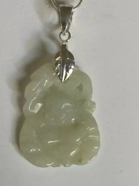 50% Off Sale**VTG. CARVED  NATURAL BURMESE JADE BUDDHA NECKLACE/NEW-NEVER USED