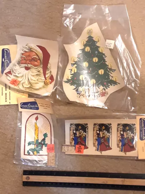 Lote De 4 Calcomanías De Cerámica Navideña De Colección