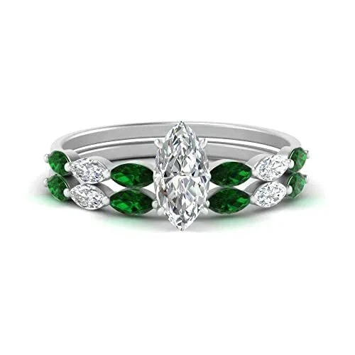 Christmas Gift 925 Silver Simulated Emerald Ring for Women US 7 G