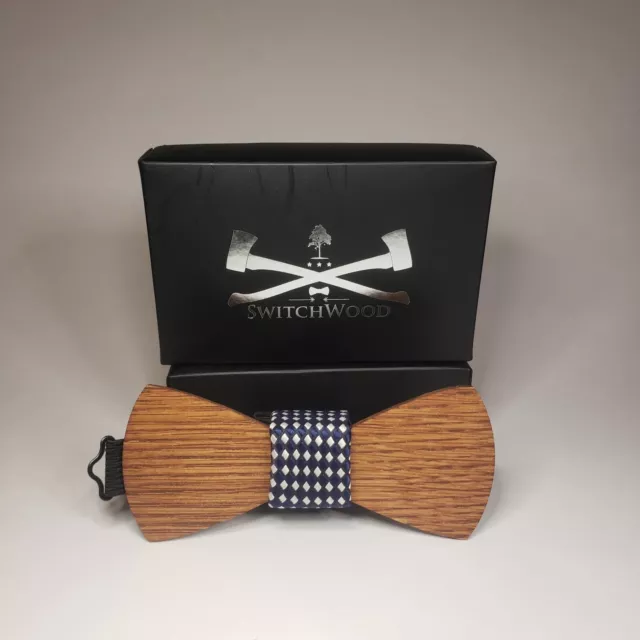 New in Box, Switchwood Wood Bow Tie, Magnetic wooden bowtie,  Dark Blue & White!