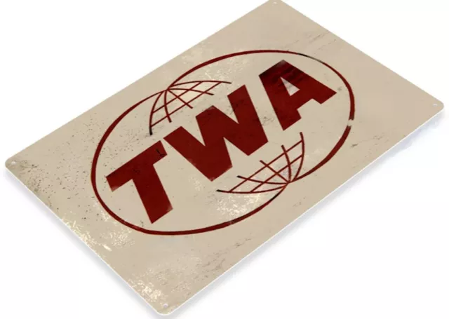 Twa Tin Sign Trans World Airlines Commercial Aviation Airplane Lockheed Skyliner