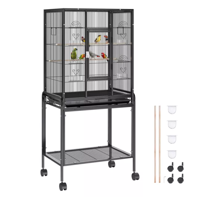 VEVOR Grande Cage à Oiseaux sur Roulettes avec Support Roulant 137 cm Intérieur