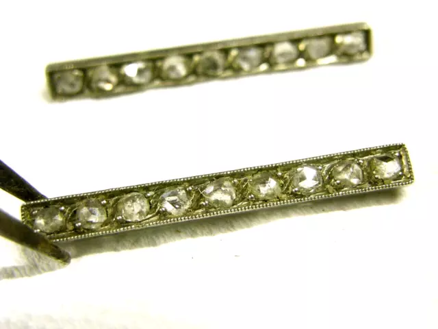 Ancien Lot 2 Broches  Barrettes Or Gris Massif 18 K + 18 Diamants  Bijoux Jewel